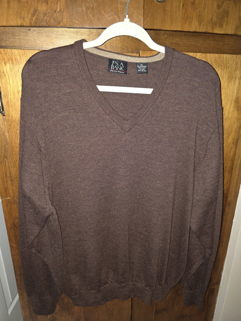 Jos. A. Bank Men's V-Neck Marled Brown Sweater